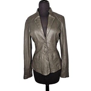 Women's Lightweight Butter Soft Leather Jacket M Tailored Mushroom Brown Taupe